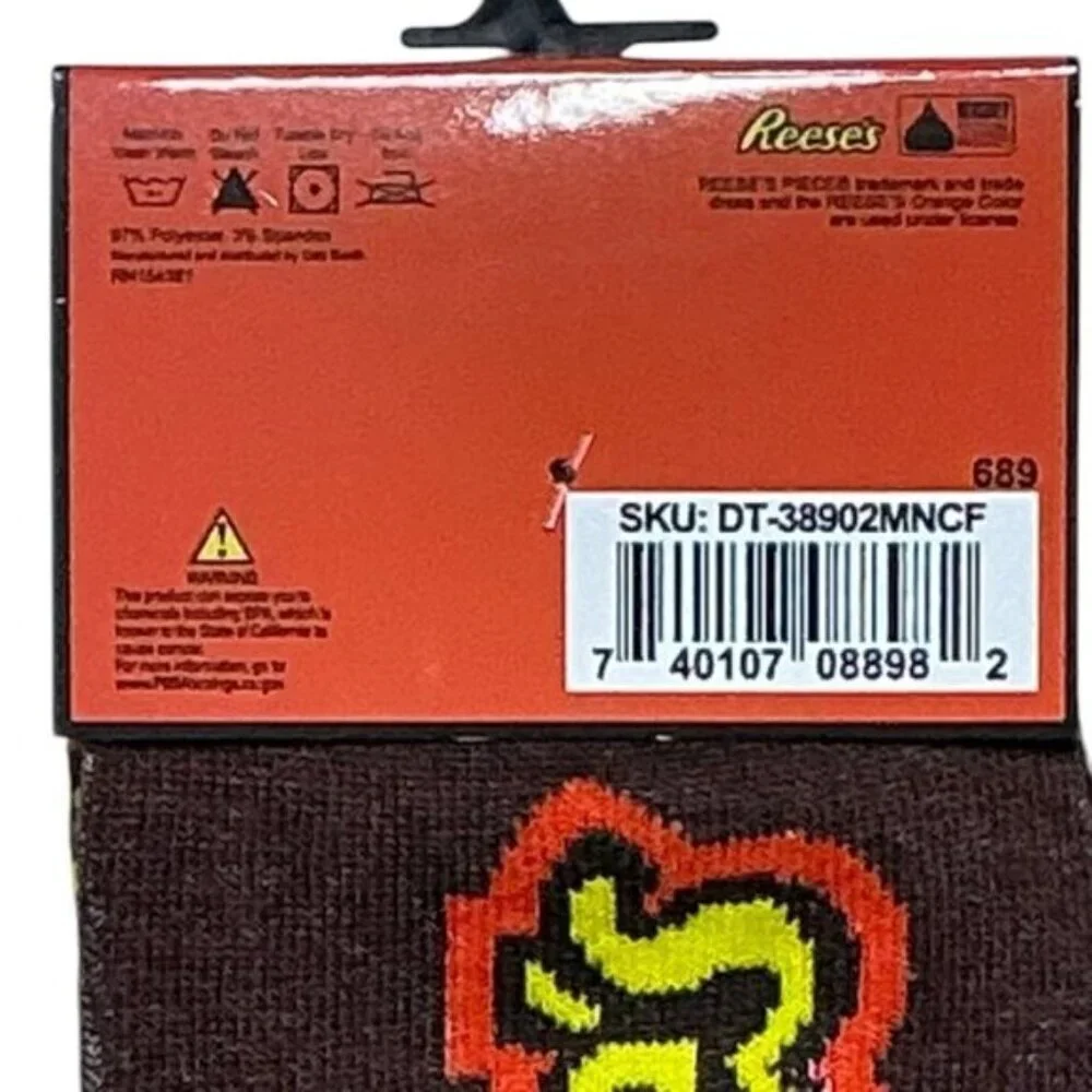 Reese’s Hershey Novelty Socks Mid Calf Crew Unisex Shoe SZ Women 7-13 Men 6-12